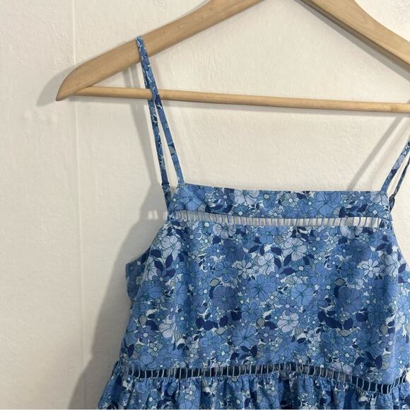 The Westside California Inspired Tank Top Maxi Blue Floral Cotton Dress Size XS - Picture 3 of 15